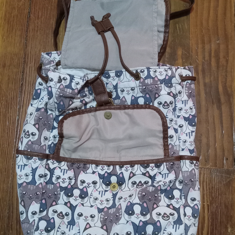 UNIONBAY Cat Print Kids Bag - Gray and Brown